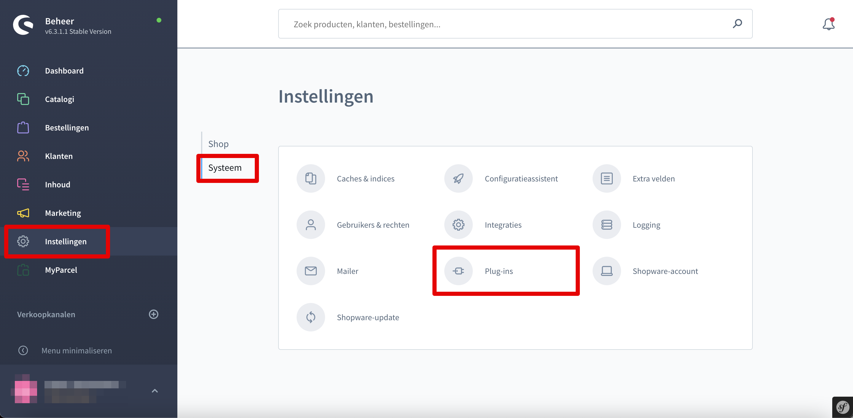 Shopware instellingen